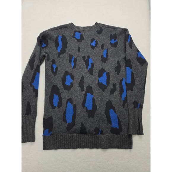 Athleta Leopard Wool Cashmere Crew Sweater Charcoal Grey Size S  511408 - Picture 3 of 9